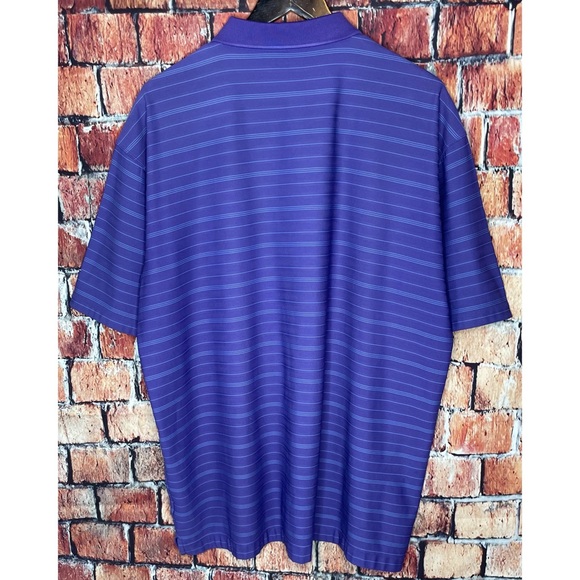 Nike Golf Fit Dry Men’s Purple Striped XL Short Sleeve Stretch Polo Shirt Logo - Picture 4 of 4